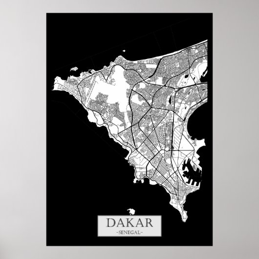 Poster Carte de Dakar Sénégal (Devant)