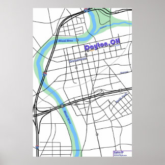 Poster Carte de Dayton OH