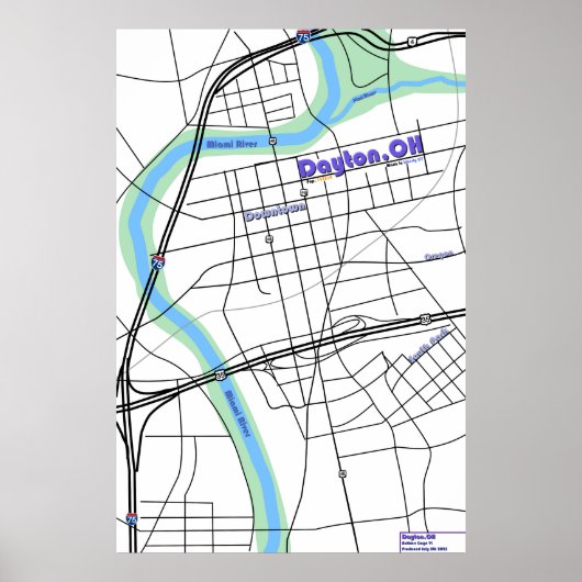 Poster Carte de Dayton OH (Devant)