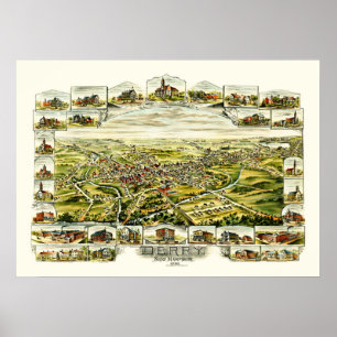 Poster Carte de Derry, New Hampshire de 1898