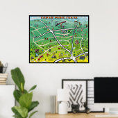 Poster Carte de dessin animé de Cedar Park Texas (Bureau à domicile)