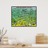 Poster Carte de dessin animé de Cedar Park Texas (Cuisine)