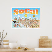 Poster Carte de dessin de SoCal (Cuisine)