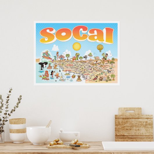 Poster Carte de dessin de SoCal (Cuisine)