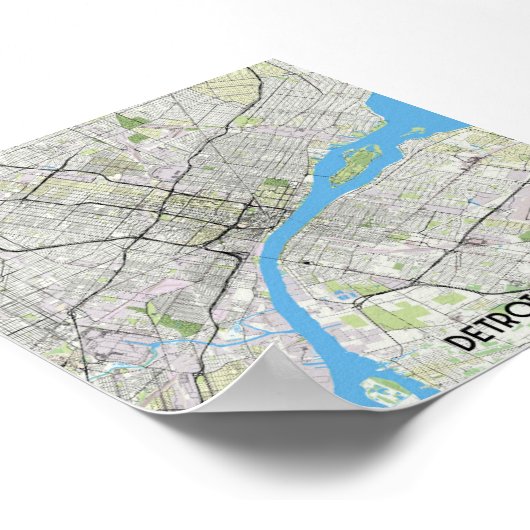 Poster Carte de Détroit (Coin)