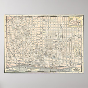 Poster Carte de Détroit 1895