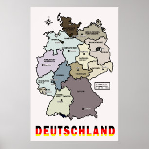 POSTER CARTE DE DEUTSCHLAND