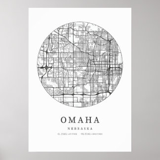 Poster Carte de disposition de la rue Omaha Nebraska