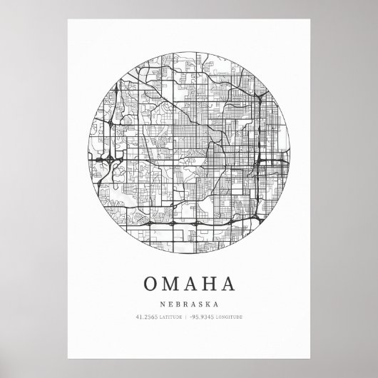 Poster Carte de disposition de la rue Omaha Nebraska (Devant)