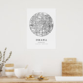 Poster Carte de disposition de la rue Omaha Nebraska (Cuisine)