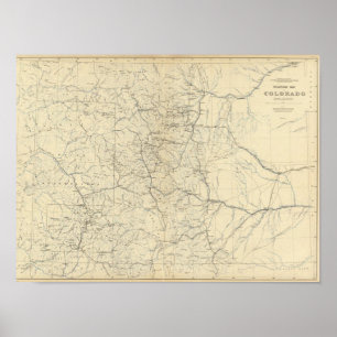 Poster Carte de drainage du Colorado
