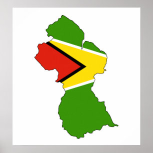 Poster Carte de drapeau de la Guyane normale
