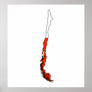 Poster Carte de drapeau du Chili normale