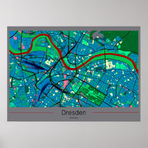 Poster Carte de Dresde