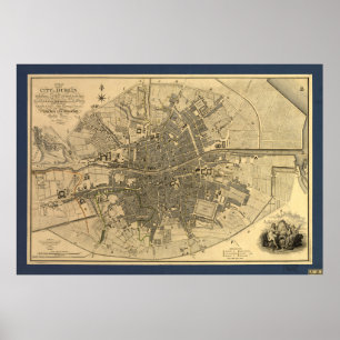 Poster Carte de Dublin Irlande 1797