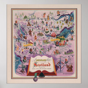 Poster Carte de Dunlop de l'Ecosse centrale