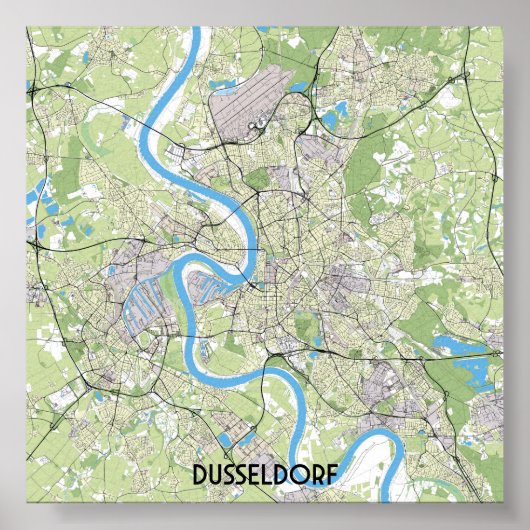 Poster Carte de Dusseldorf (Devant)