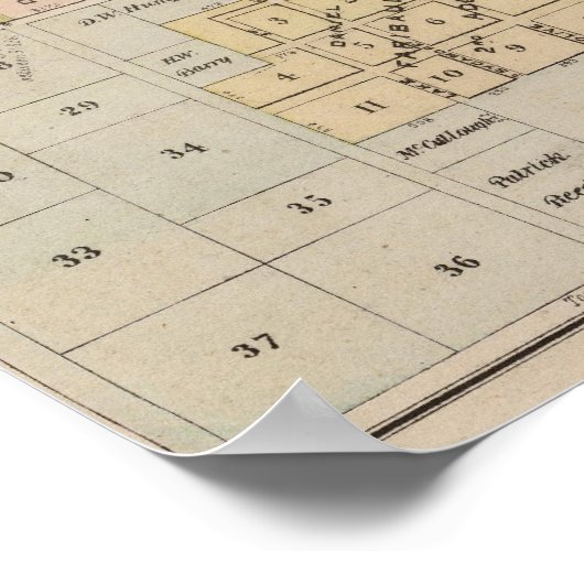 Poster Carte de Faribault, Comté de Rice, Minnesota (Coin)