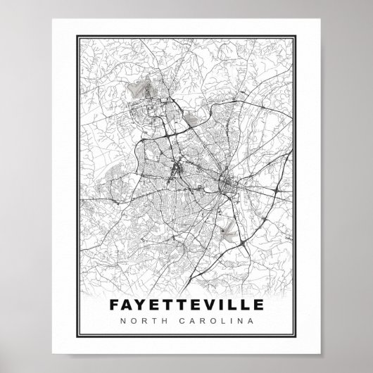 Poster Carte de Fayetteville (Devant)