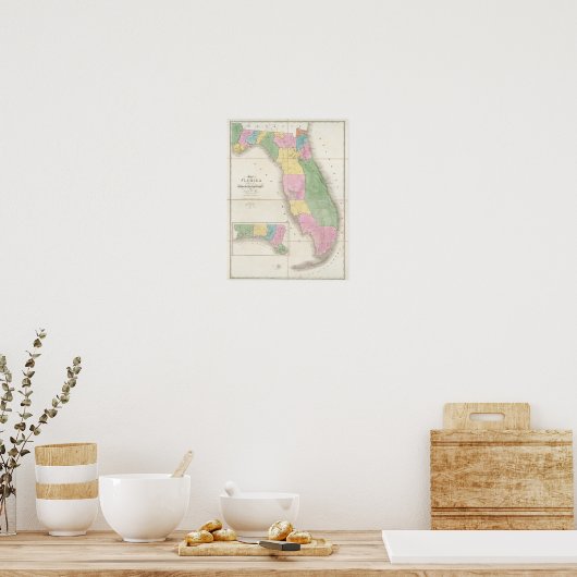 Poster Carte de Floride 2 (Cuisine)