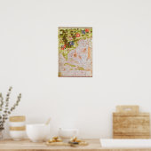 Poster Carte de Floride et Antilles (Cuisine)