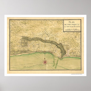 Poster Carte de fortification Biloxi Mississippi 1721