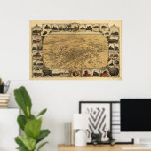 Poster Carte de Fresno, Oiseaux-Vue, 1901 (Bureau à domicile)