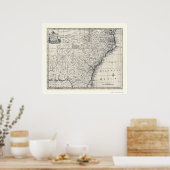 Poster Carte de Géorgie et Carolinas par Bowen 1752 (Cuisine)