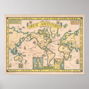 Poster Carte de grandes aventures