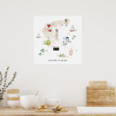 Poster Carte de Grèce Bienvenue (Cuisine)