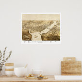 Poster Carte de Green Bay, Wisconsin de 1867 (Cuisine)