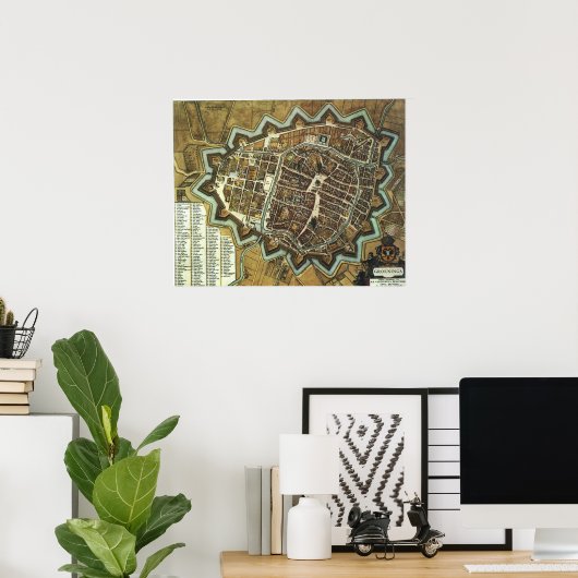 Poster Carte de Groningen 1652 (Bureau à domicile)