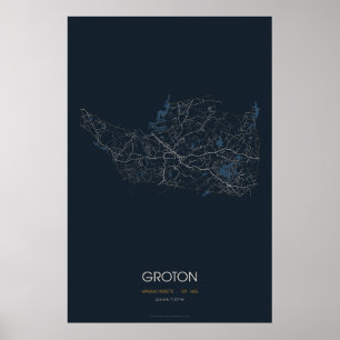 Poster Carte de Groton Massachusetts (Nuit)