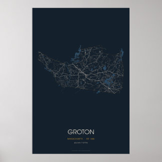 Poster Carte de Groton Massachusetts (Nuit)