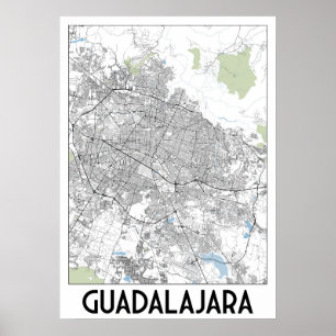 Poster Carte de Guadalajara, Mexique
