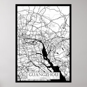 Poster Carte de Guangzhou Chine