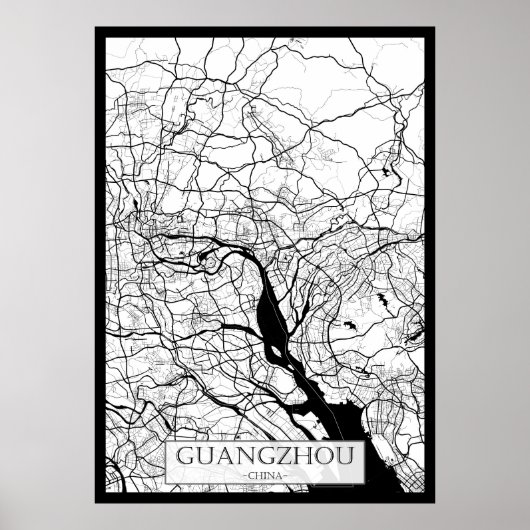 Poster Carte de Guangzhou Chine (Devant)