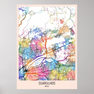 Poster Carte de Guarulhos Brésil