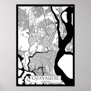 Poster Carte de Guayaquil Équateur