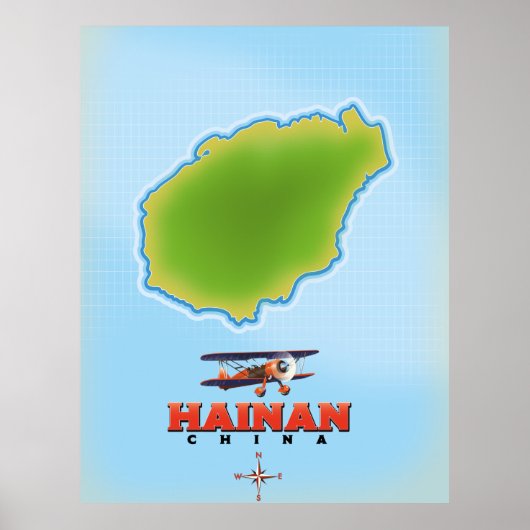 Poster Carte de Hainan Chine (Devant)