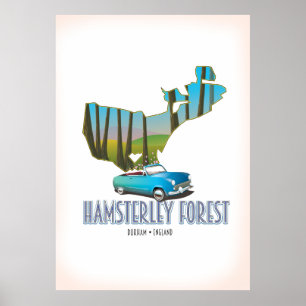 Poster Carte de Hamsterley Forest Durham Angleterre