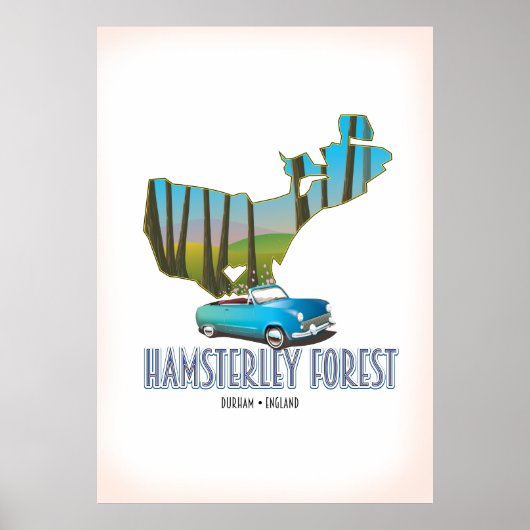 Poster Carte de Hamsterley Forest Durham Angleterre (Devant)