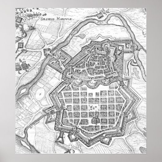 Poster Carte de Hanau, 1636 (Devant)