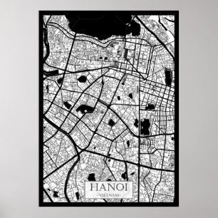 Poster Carte de Hanoï Vietnam