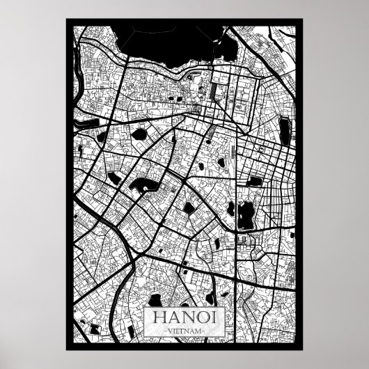 Poster Carte de Hanoï Vietnam (Devant)