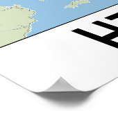 Poster Carte de Hiroshima, Japon (Coin)