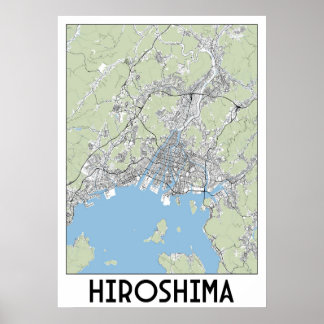 Poster Carte de Hiroshima, Japon