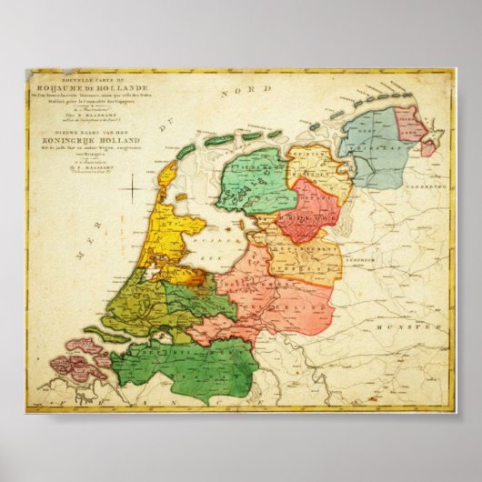 Poster Carte de Holland 1809 - Royaume de Hollande (Devant)
