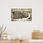 Poster Carte de Holyoke, Massachusetts en 1881 (Cuisine)