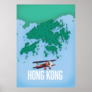 Poster Carte de Hong Kong